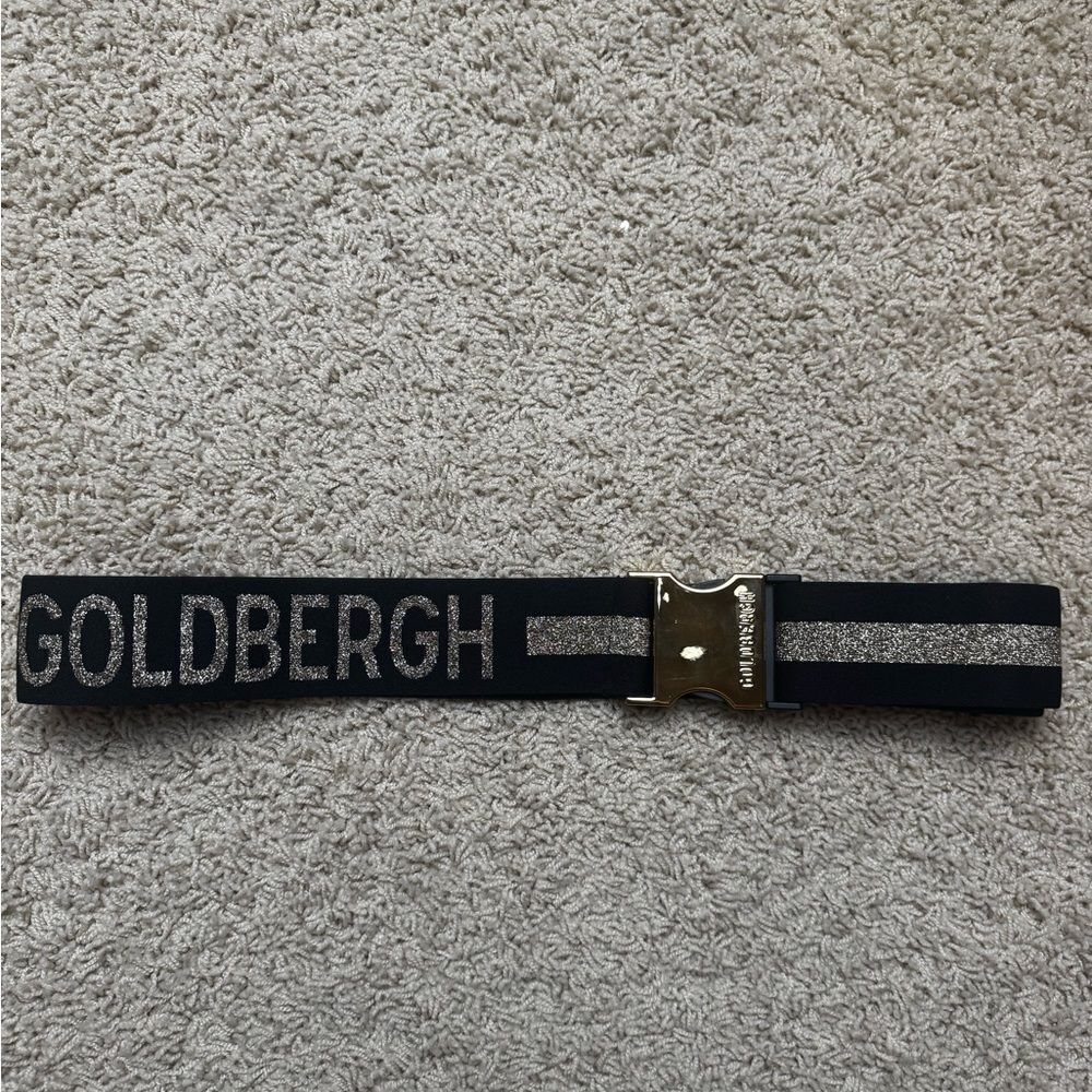 Goldbergh Ski Belt Logo Black and Gold Metallic for Ski Pants, Jacket, ski suit